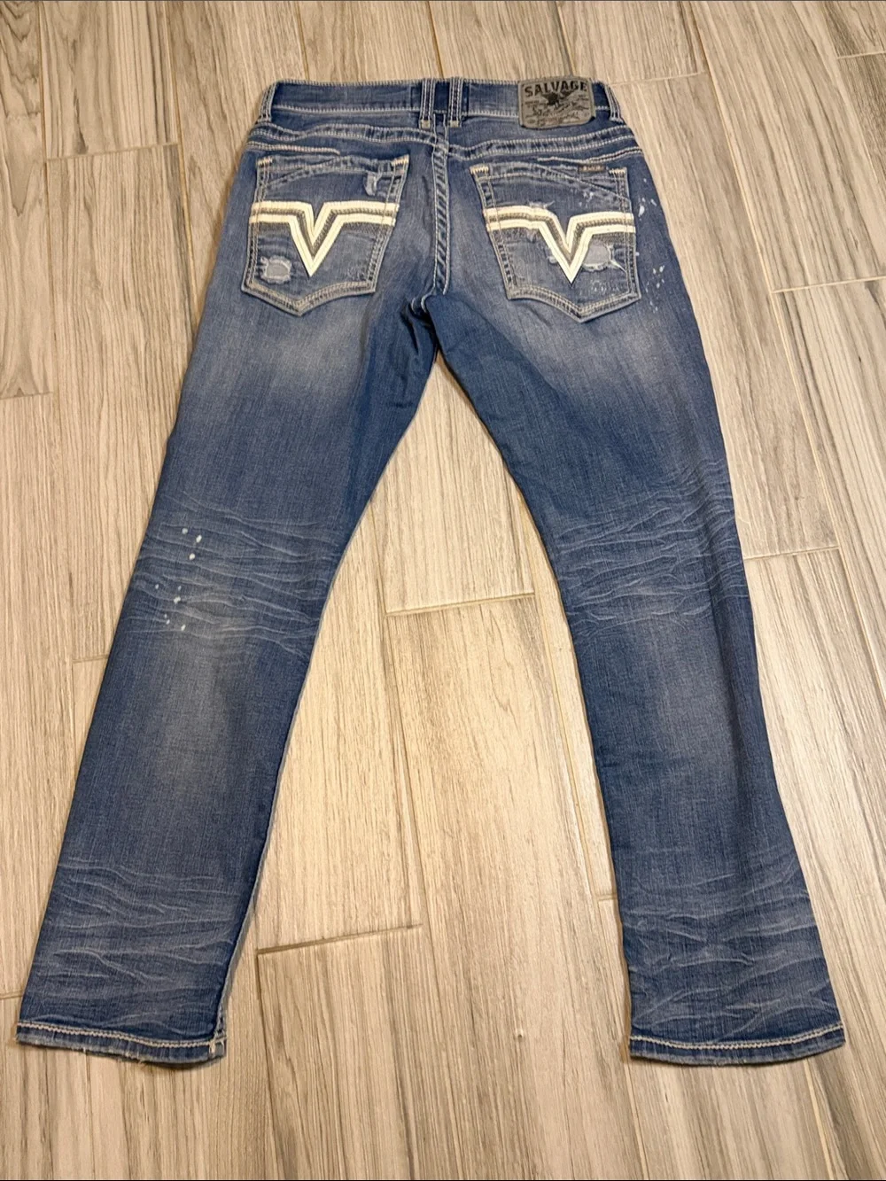Men's Straight Fit Distressed Jeans in Blue - Casual Everyday Style